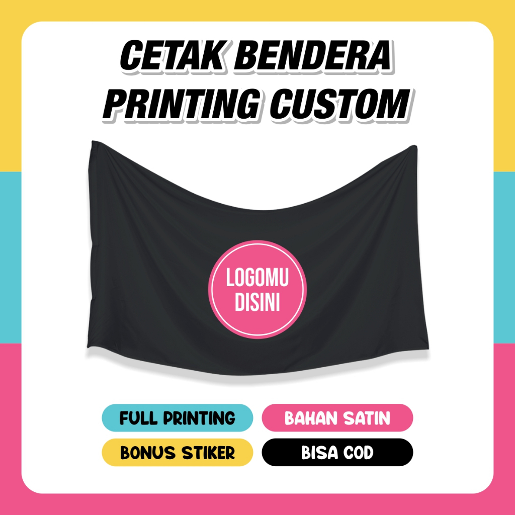 Jual Cetak Bendera Custom Mini Flag Full Printing Bahan Kain Satin Free ...