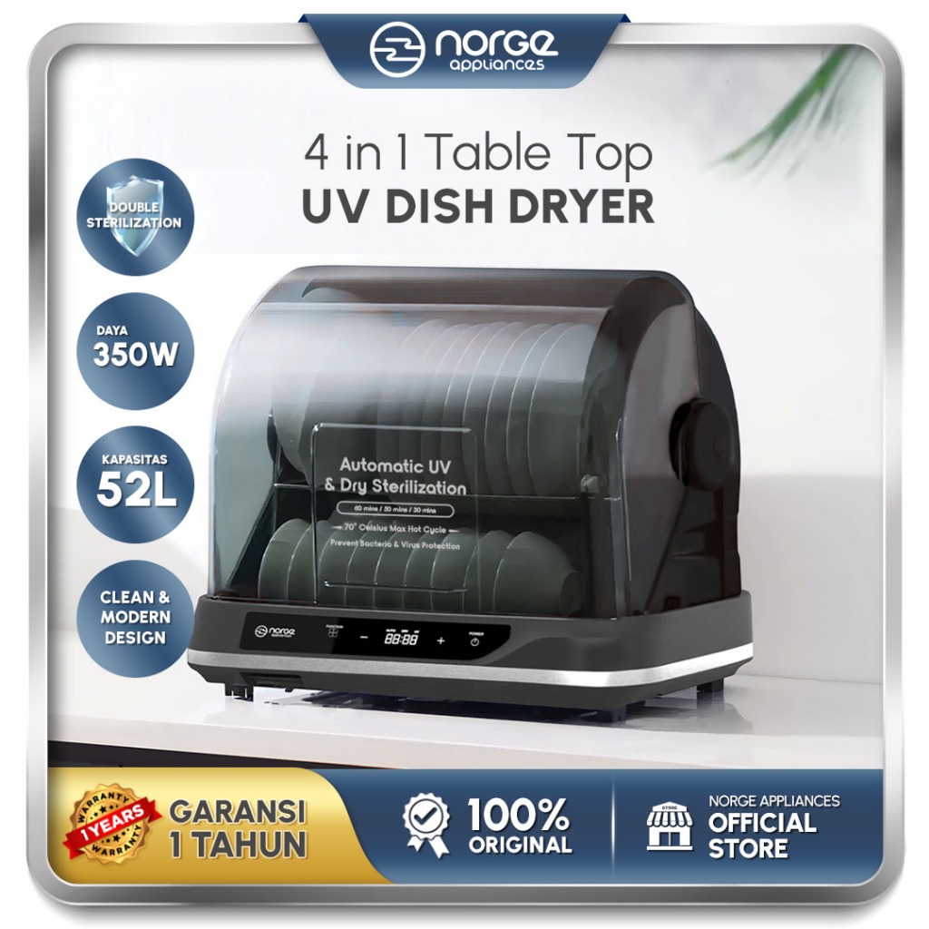 Jual 4 in 1 Tabletop UV Dish Dryer 52L Black 350W (NGDD52UV