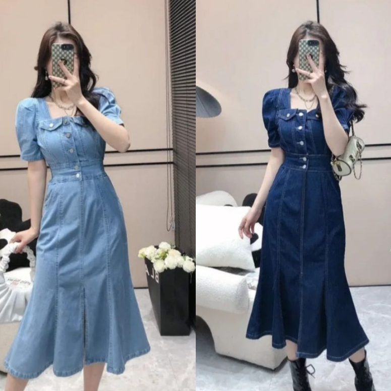 Eze Puff-Sleeve Denim Dress 【公式通販】
