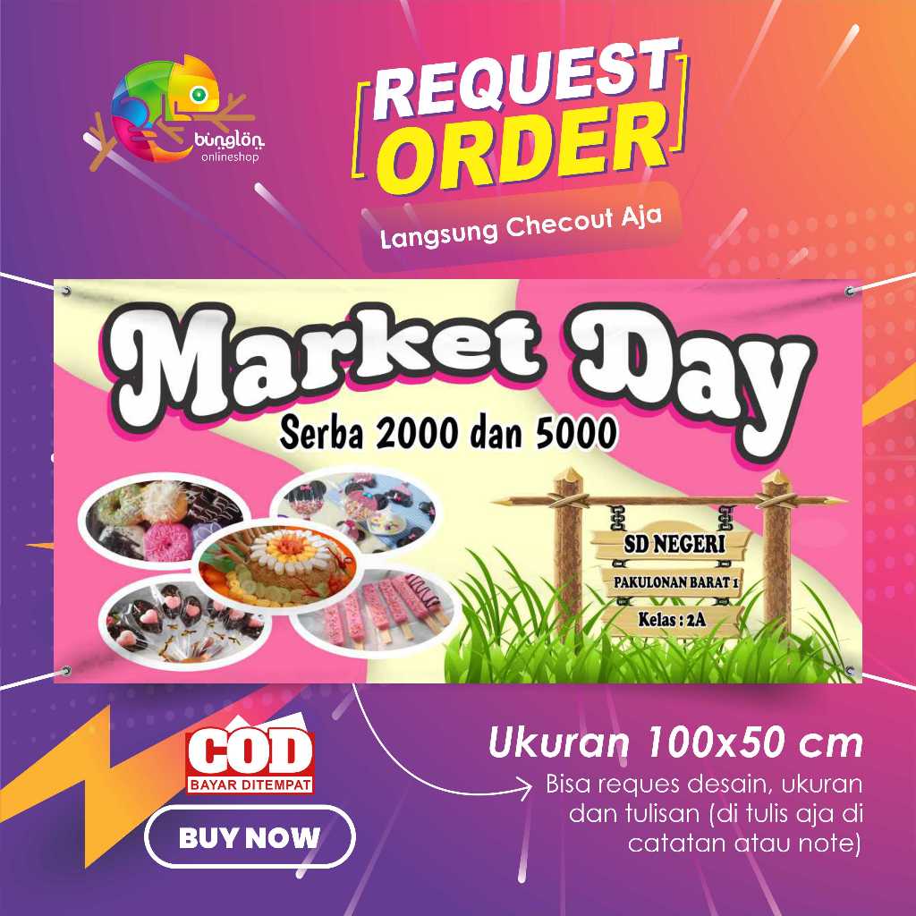 Jual Spanduk Banner 100x50 Market Day Custom Desain | Shopee Indonesia