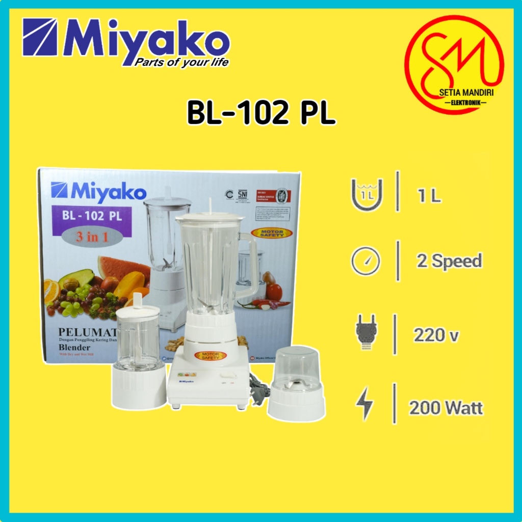 Jual MIYAKO Blender 1 Liter Low Watt (BL-102 PL PLASTIK) & (BL-102 GS ...