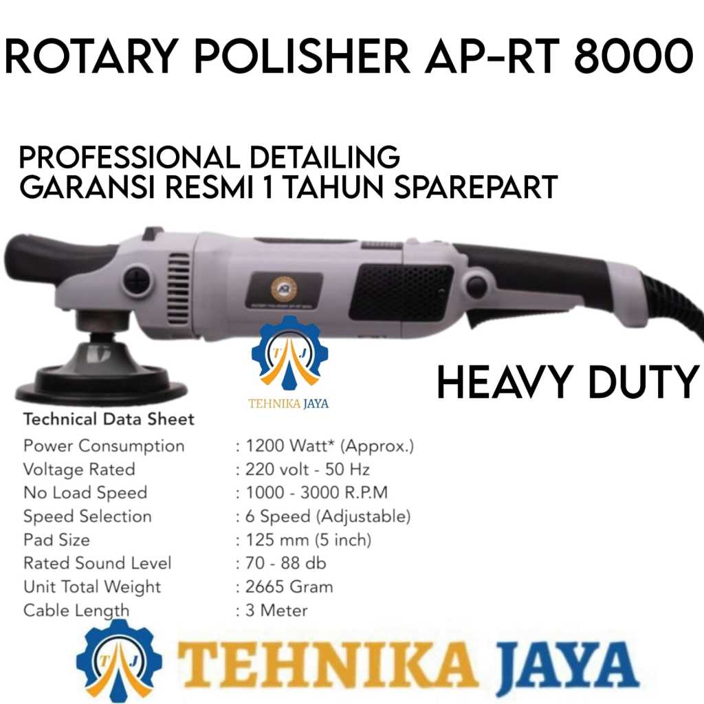 AUTOPRAMIE AP-RT 8000 Mesin Poles 5 Inci Rotary Polisher Mobil Motor Dan Permukaan Meja