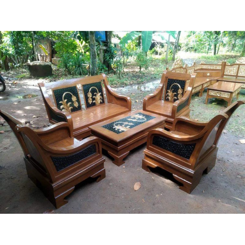 Jual Meja Kursi Tamu Jati Semut Mewah Kursi Sofa Kayu Jati Mentahan Ukiran Jepara Shopee Indonesia