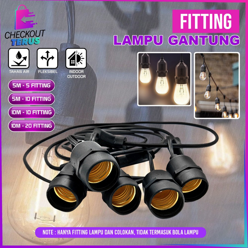 Jual CT C955 Kabel Fitting Lampu Gantung Outdoor 10 Meter 10 Fitting ...
