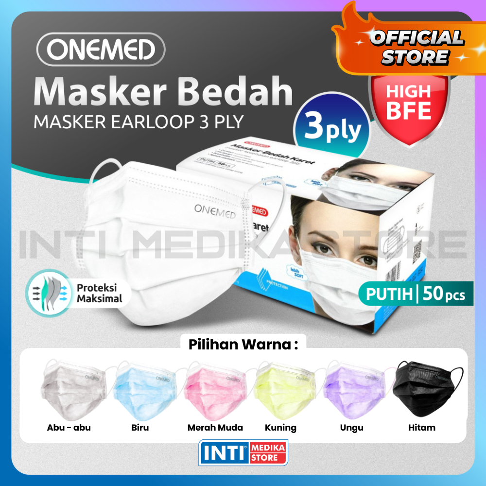 Jual ONEMED - Surgical Mask | Masker Earloop 3 Ply Medis | Shopee Indonesia