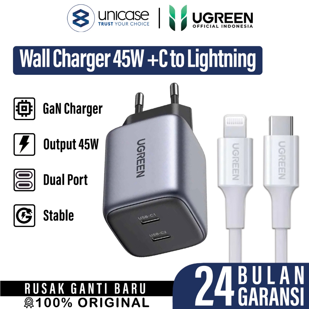 Jual Wall Charger Kepala Adaptor Usb Type C Ugreen W Gan Pd Qc