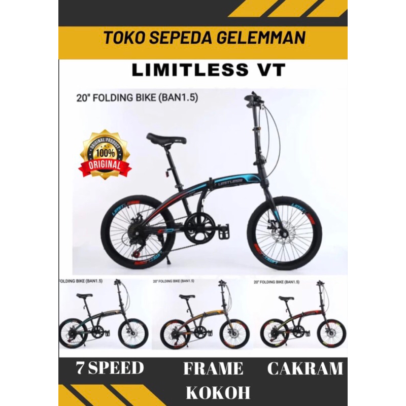 Jual Sepeda lipat limitless 20 inch | Shopee Indonesia