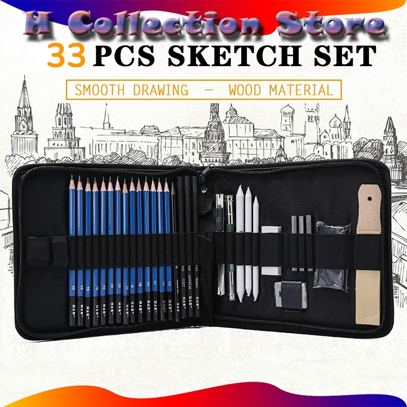 Jual 33pcs Set Sketch Pensil Pisau Penghapus Dan Pensil Gambar Untuk