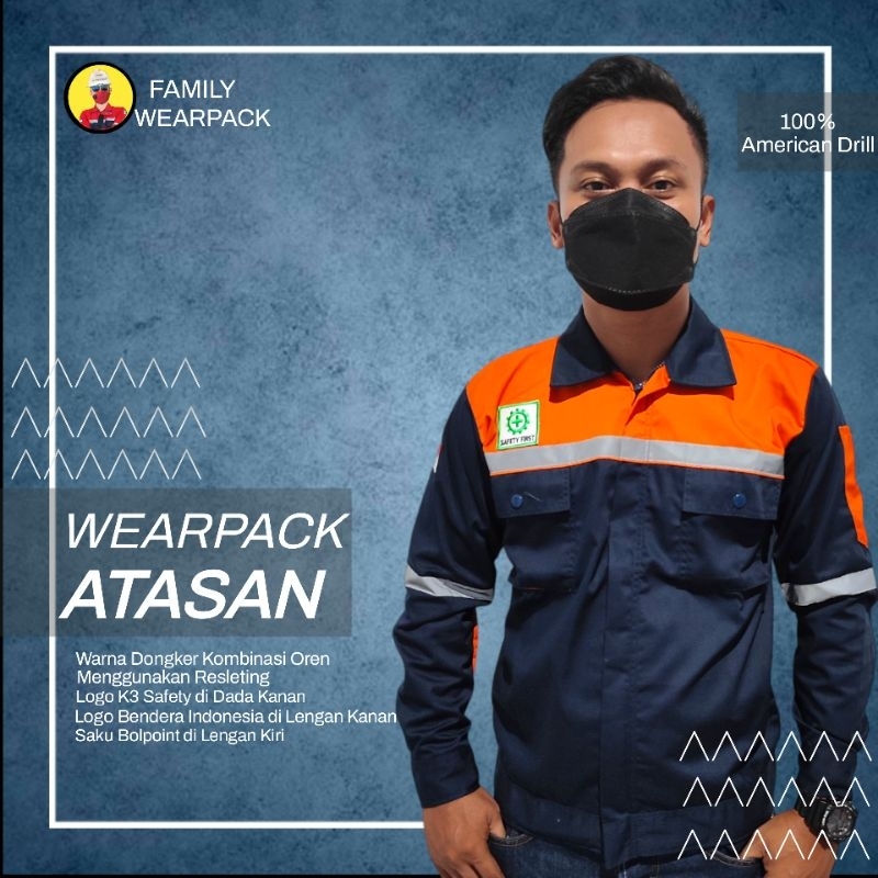 Jual Kemeja Safety Lengan Panjang Wearpack Baju Proyek Baju Kerja