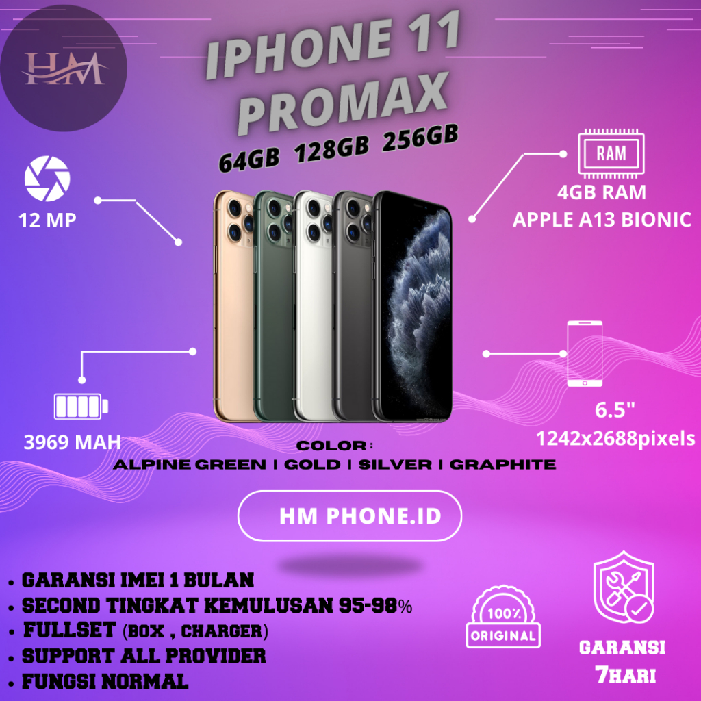 Jual Iphone 11 Pro Max 64GB/128GB/256GB/512GB Second Bekas Original ...