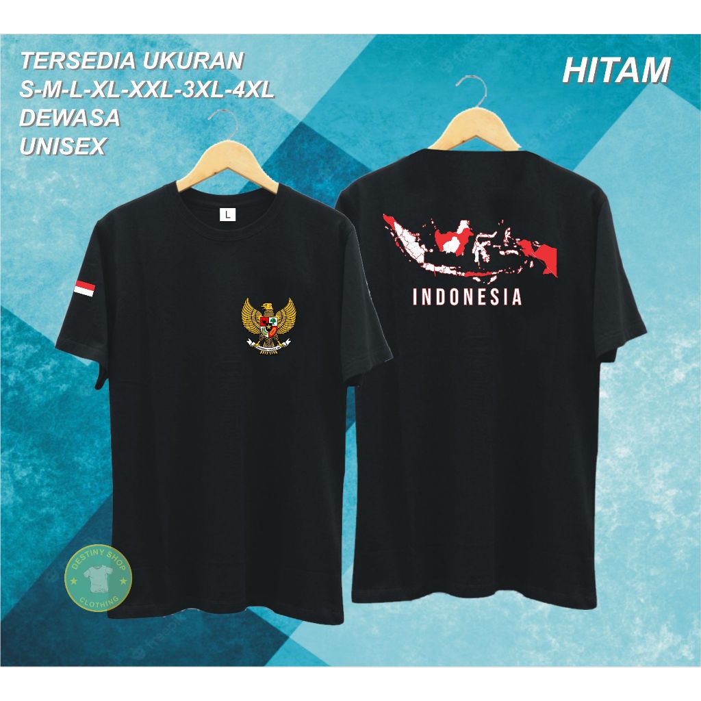 Jual Peta Indonesia Merah Putuh Pdk Pakain Pria Atasan T-shirt Kaos 