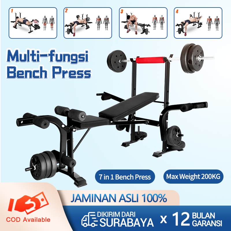 Bench Press Adjustable Multi Gym Weight Bench Barbell Alat Olahraga Rumahan  Fitness Bangku dumbbell