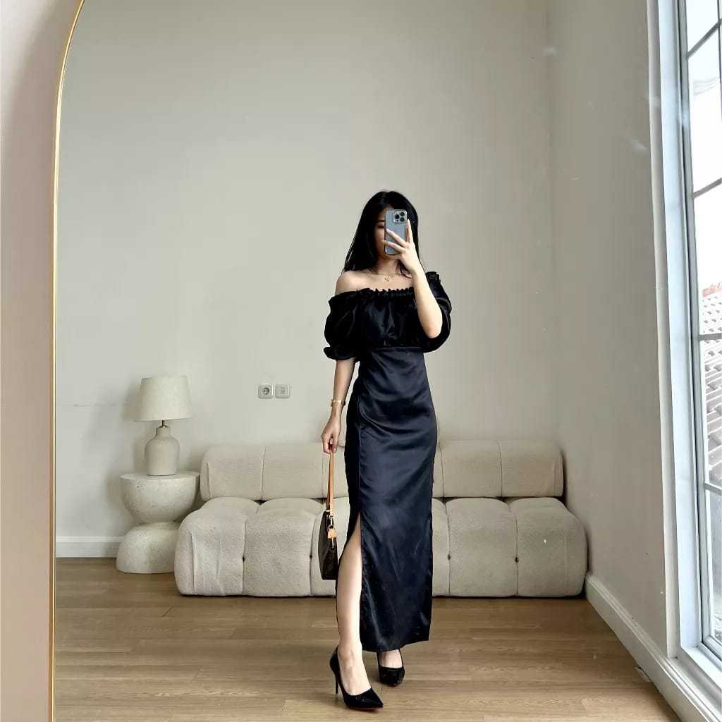 Jual COD DRESS NATAL EDELINE SATIN VELVET | Shopee Indonesia