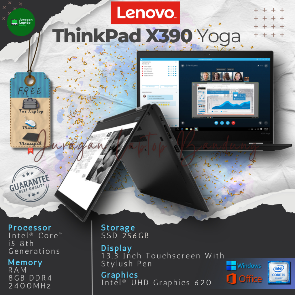 Jual Laptop Lenovo Thinkpad X390 Yoga Intel® Core™ I5 Gen 8 Ram 16gb Ssd 256gb Hybrid 2in1