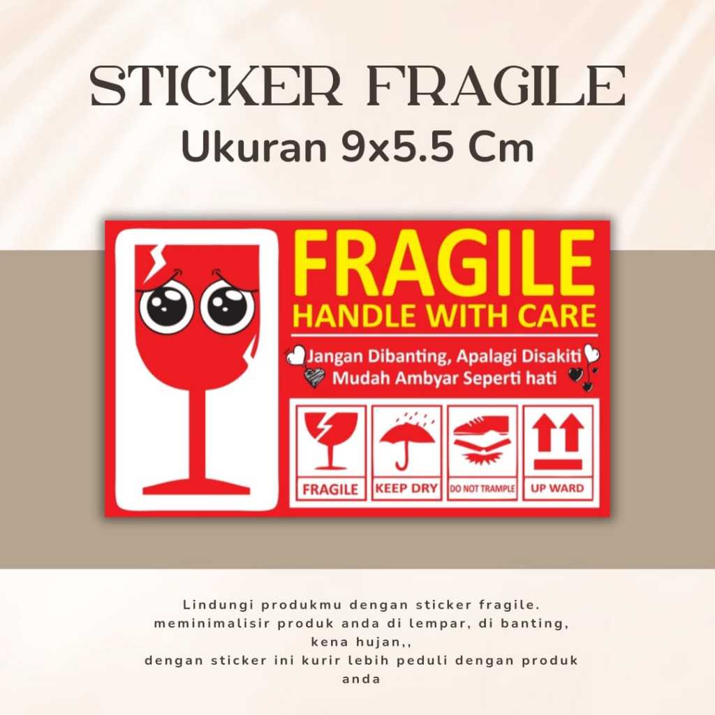 Jual Sticker Fragile Murah Label Pecah Belah Kemasan Olshop Sticker Pengiriman Awas Pecah 5876