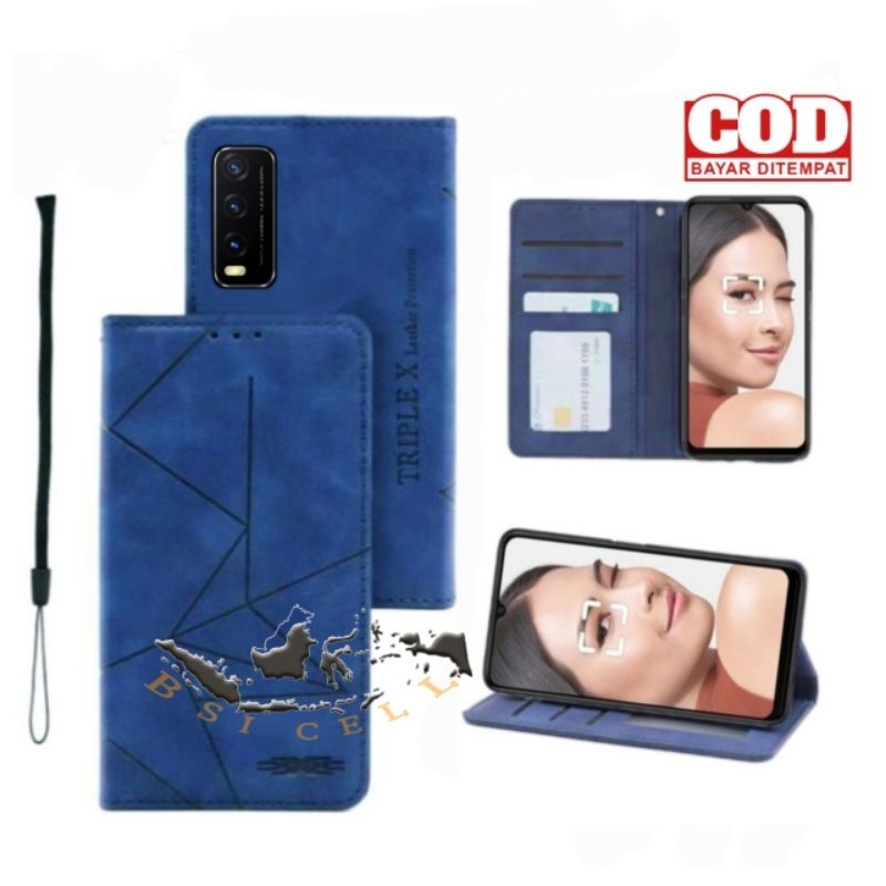 Custodia Portafoglio Per Vivo Y20s - Marrone - Con Slot Carte, Supporto E Chiusura Magnetica
