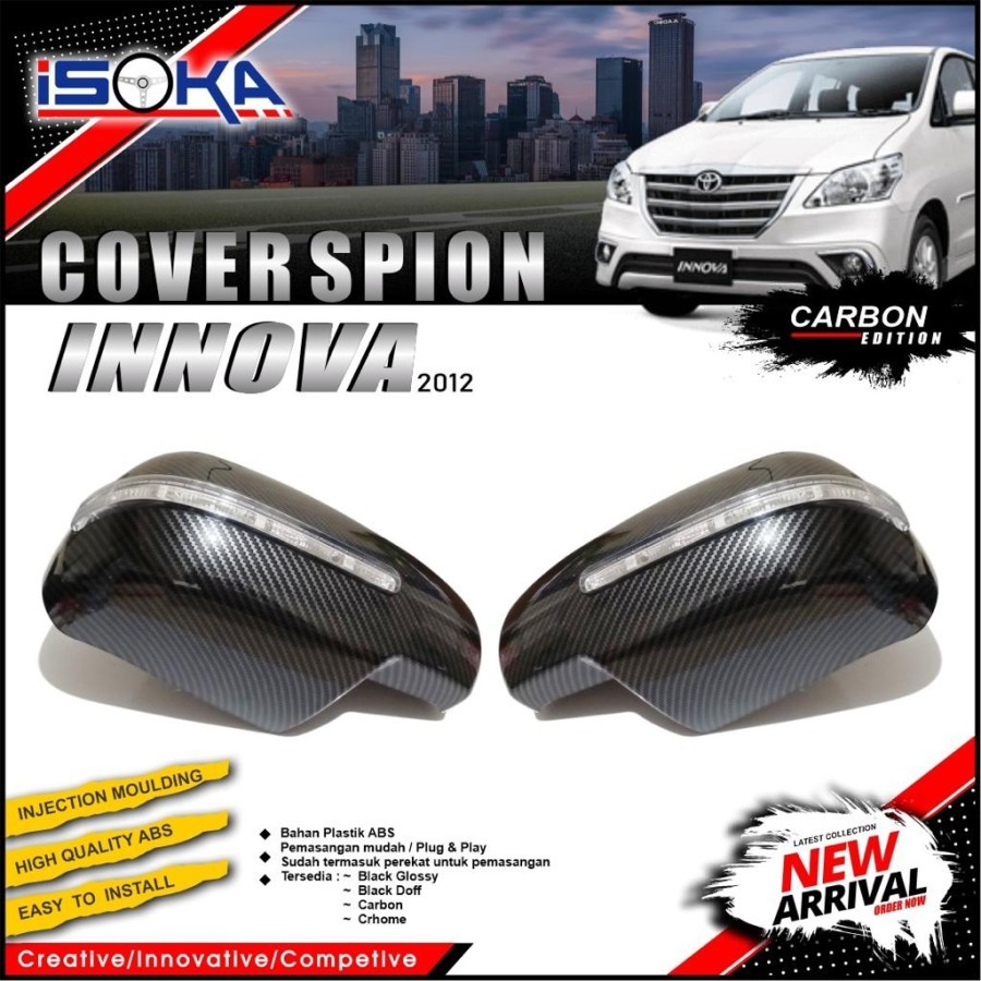 Jual Cover spion mobil grand innova 2012-2015 full carbon with lampu ...