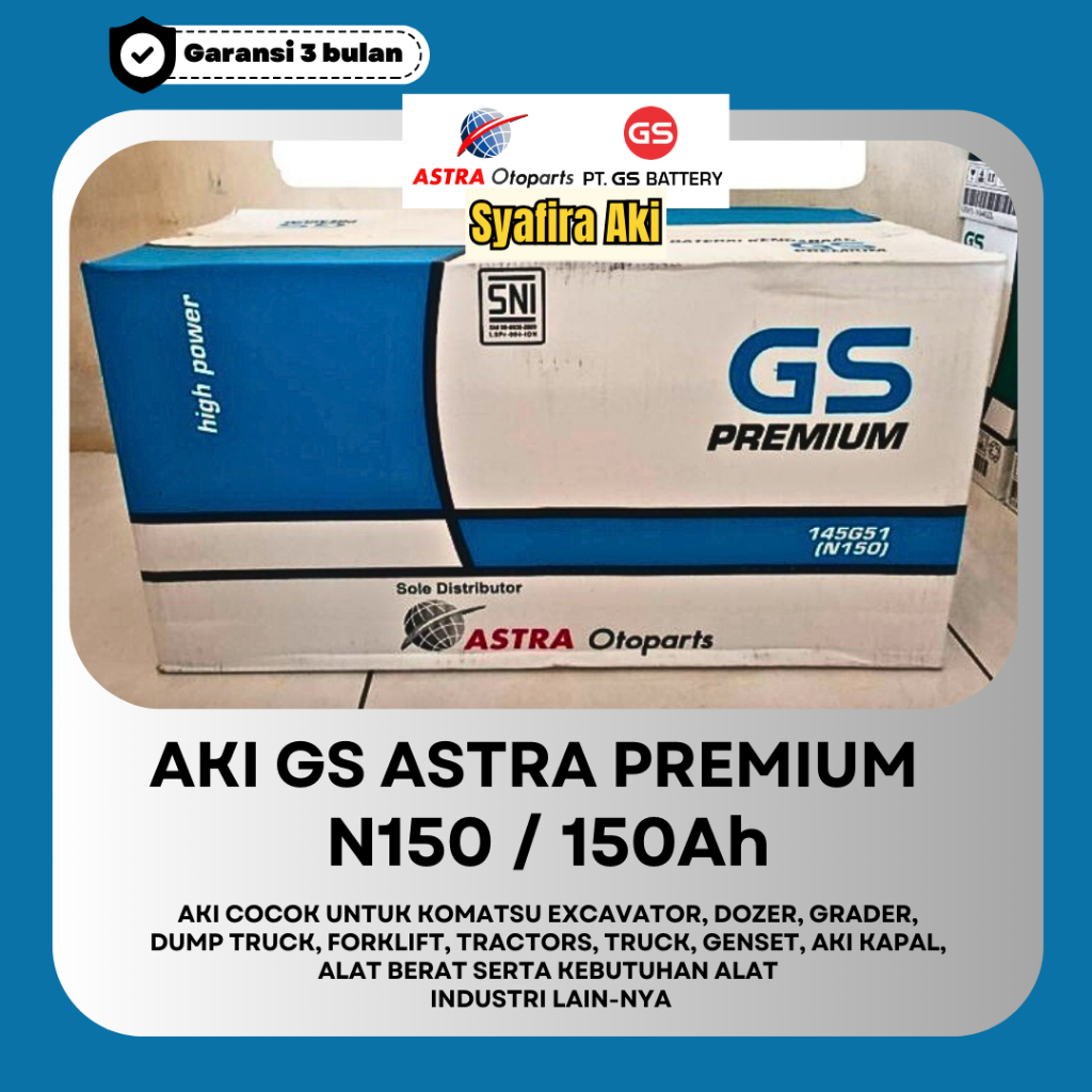 Jual AKI GENSET, ALAT BERAT, KAPAL N150 GS ASTRA PREMIUM ORIGINAL