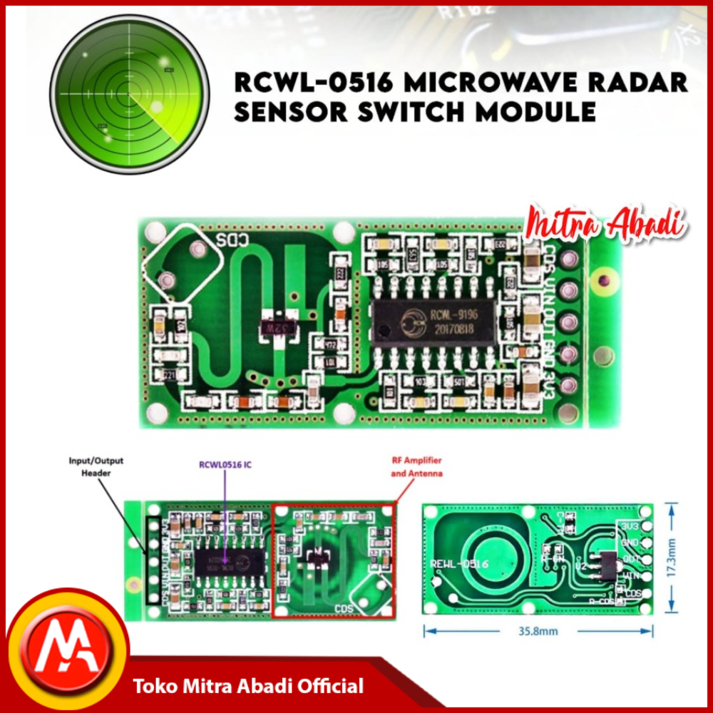 Jual RCWL-0516 Microwave Radar Sensor Switch Module | Shopee Indonesia