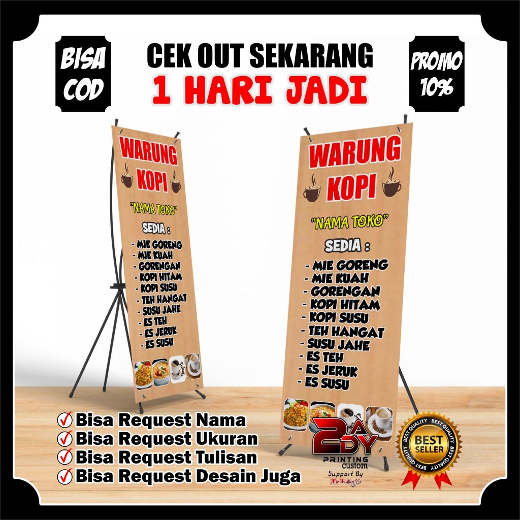 Jual X Banner Berdiri Warkop Warung Kopi Spanduk Warkop Warung Kopi