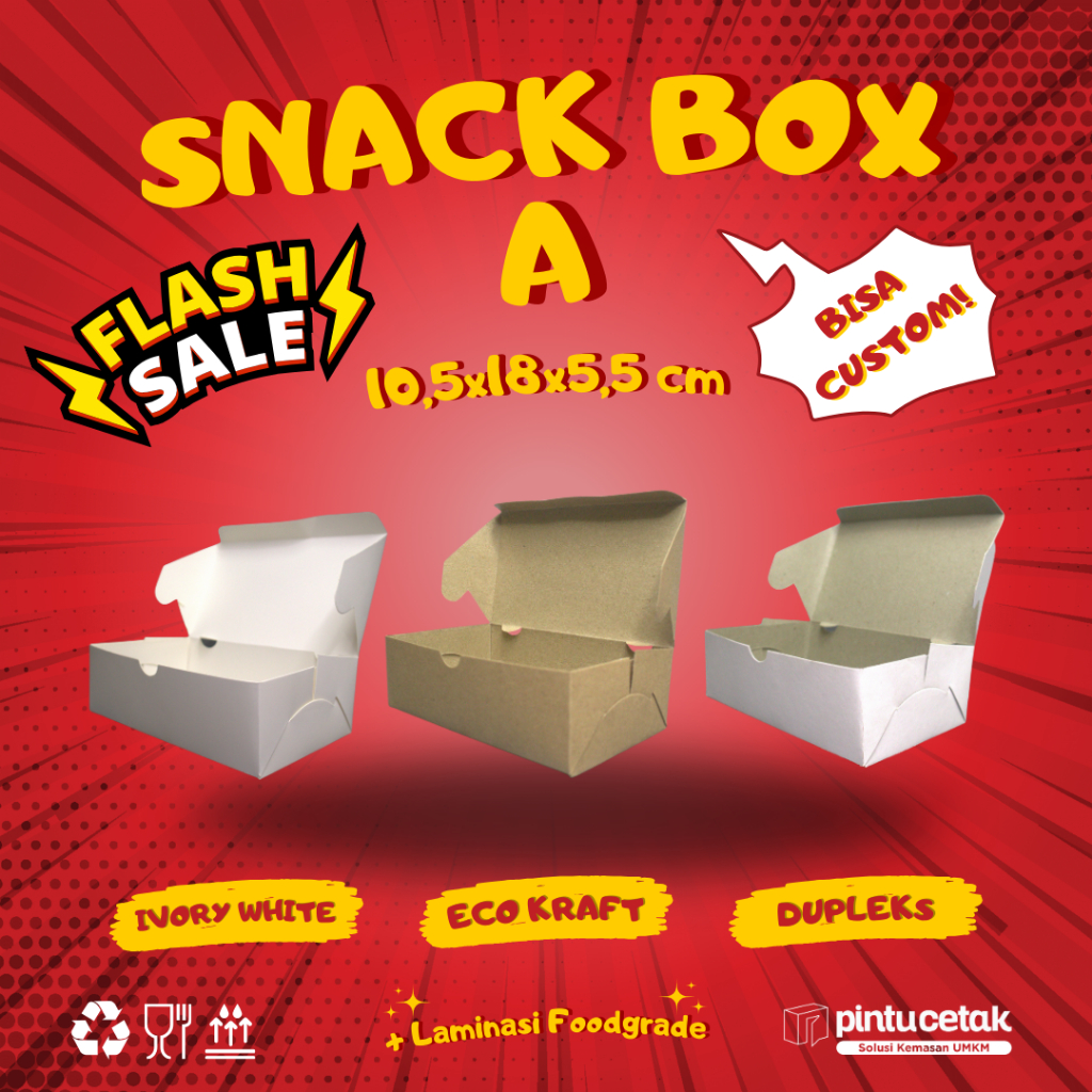 Jual CUSTOM DESIGN SNACK BOX Makanan Paper Kraft, MIN ORDER 1000 PCS ...