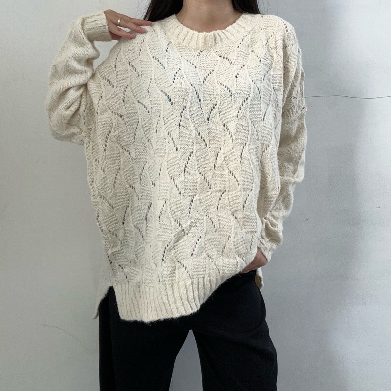 Jual SWEATER RAJUT / CARDIGAN RAJUT/ KNIT WHITE PUTIH EARTH MUSIC ...