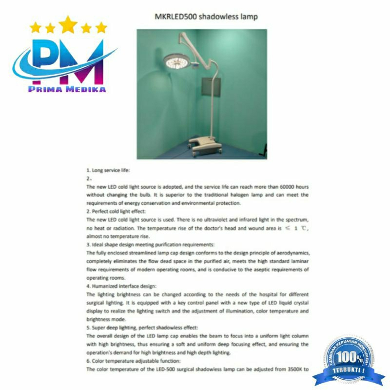 Jual Lampu Operasi MKRLED 500 / Operating Lamp / (Shadowless Lamp ...