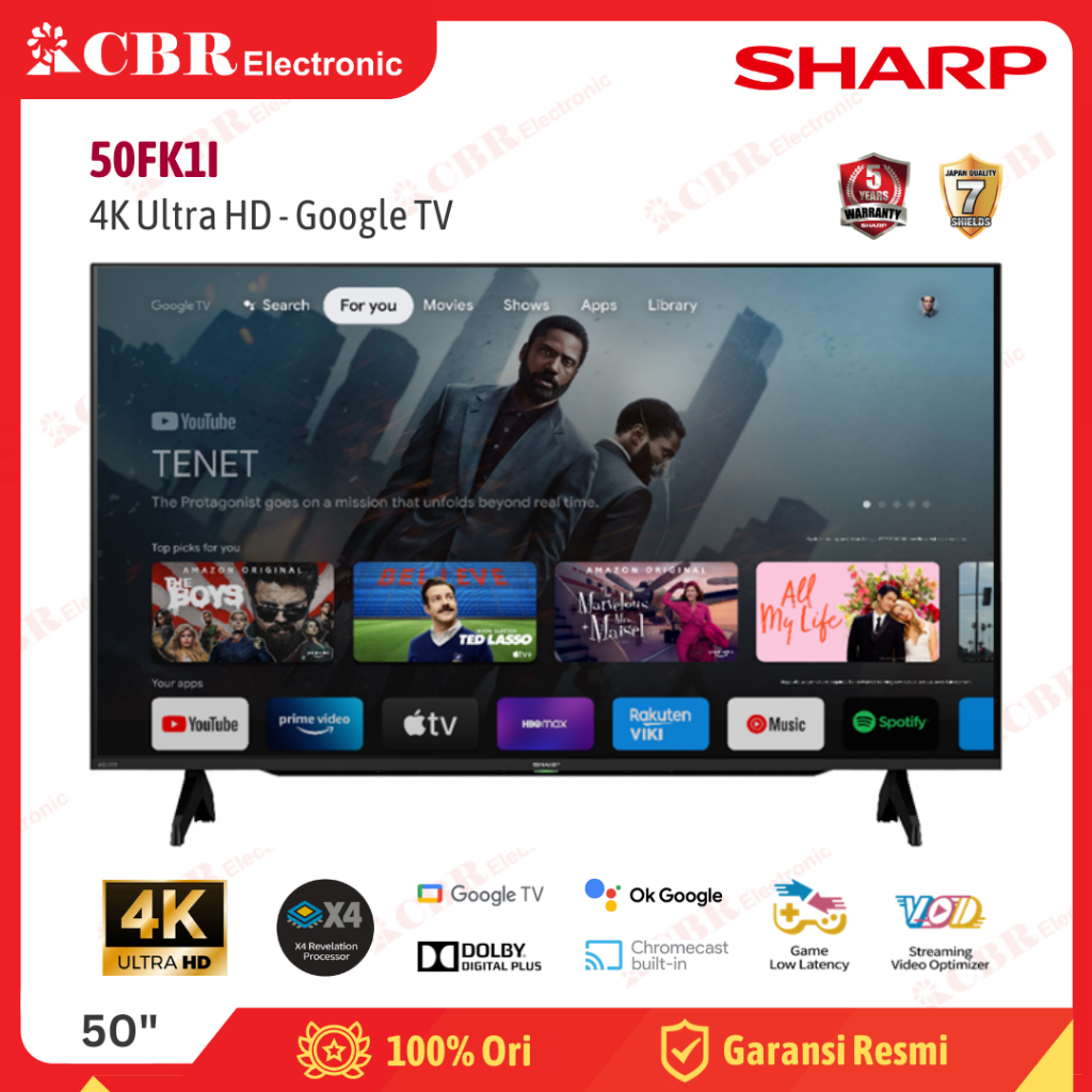 Jual TV SHARP 50 Inch LED 50FK1I (4K UHD-Google TV) | Shopee Indonesia