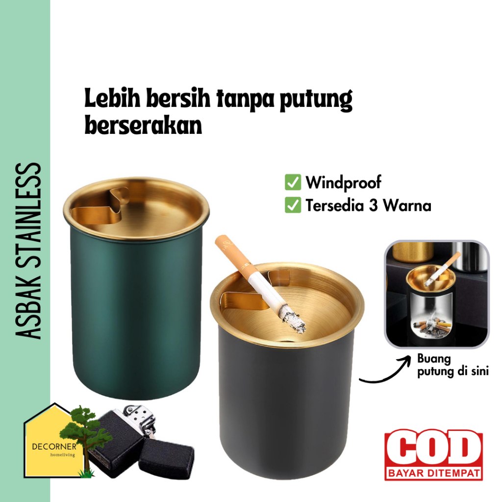 Jual Asbak Rokok Stainless Steel Bentuk Tabung Anti Angin 10Cm | Shopee ...