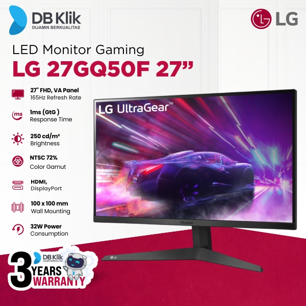 Jual LED Monitor Gaming LG 27GQ50F 27" VA 165Hz Fhd 1ms Hdmi DP ...