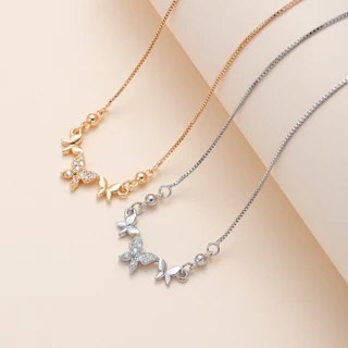 Hyl Jewelry 425N Kalung Titanium Wanita  Karat Emas Silver Asli Panjang Muda Dan Anti Luntur