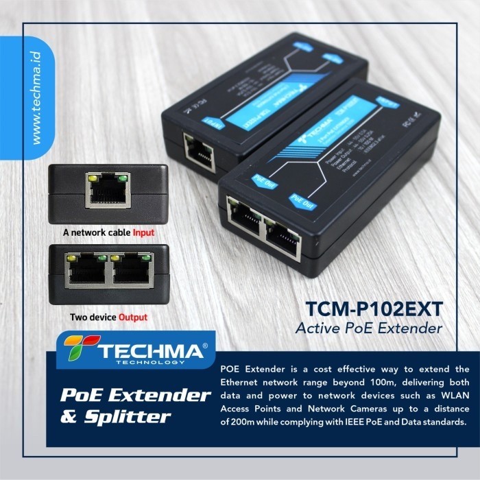 Jual Techma 1 to 2 Aktip PoE Extender & Splitter - INDOOR 100M | Shopee ...