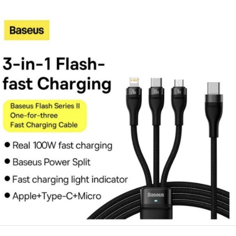Jual Baseus Flash Series Kabel 3 in 1 TYPE C to Type C Micro USB ...