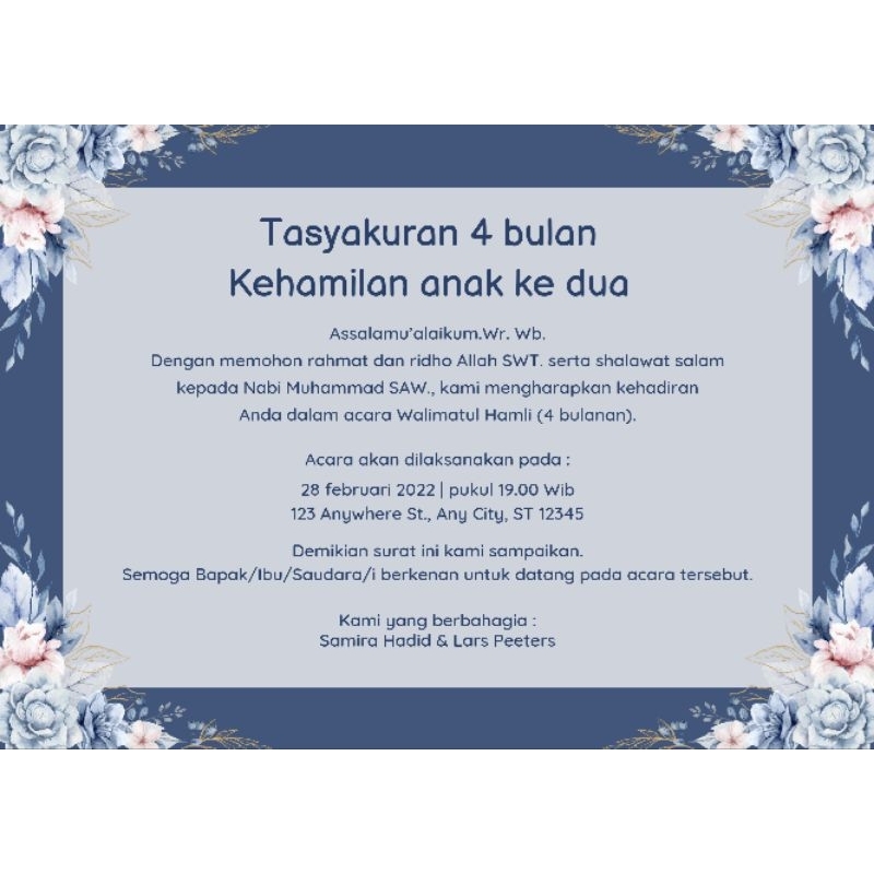 Jual Undangan Tasyakuran Kehamilan 4 Bulanan Setengah A4 | Shopee Indonesia