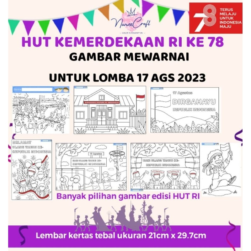 Jual MEWARNAI TEMA KEMERDEKAAN 17 AGUSTUS || LOMBA AGUSTUSAN || HUT KE ...