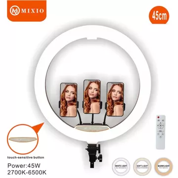 MIXIO Ring Light 45cm Light Stand Tripod 2M With 3 Holder HP Remot