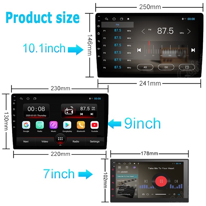 Jual ESSGOO Head Unit 4+64GB Carplay Android 13 Auto AHD 7 9 10 Inci ...