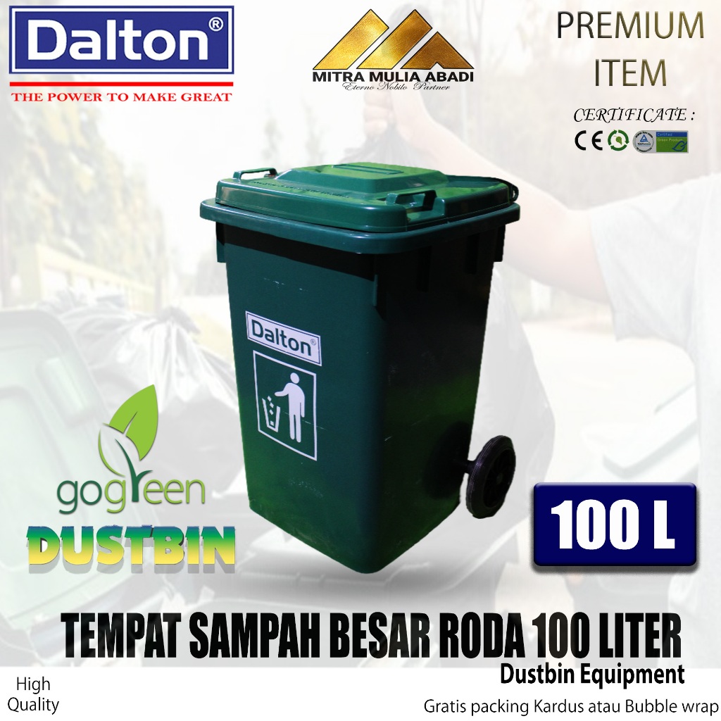Jual Tempat Sampah Roda Besar 100 Liter Dalton HPDE / DUSTBIN / Bak ...