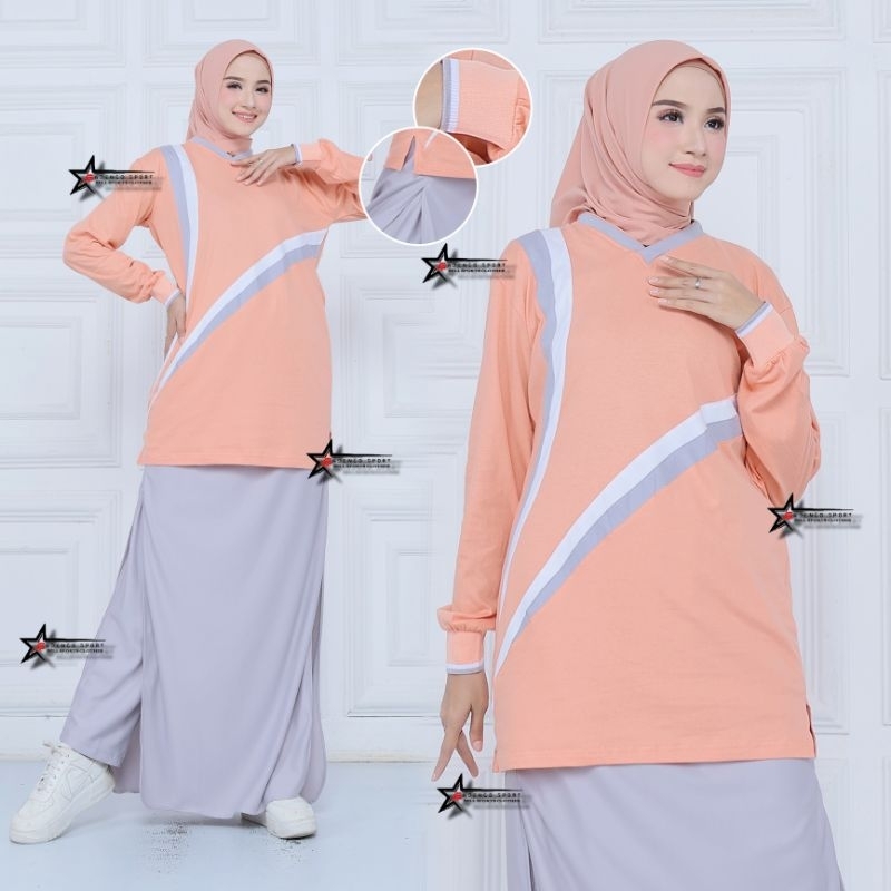 Jual Setelan Baju Senam Muslimah Rok Celana / Model Celana Rok Muslimah