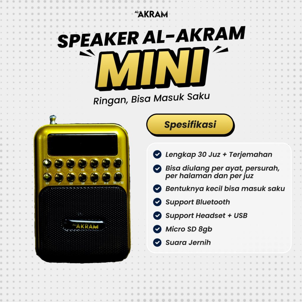 Jual AL-AKRAM - Speker Spiker Speaker Murottal Murotal Alquran Al-Quran ...