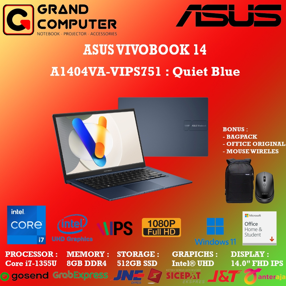 Jual ASUS VIVOBOOK 14 A1404VA-VIPS751 i7-1355U 8GB 512GB 14″ FHD ...