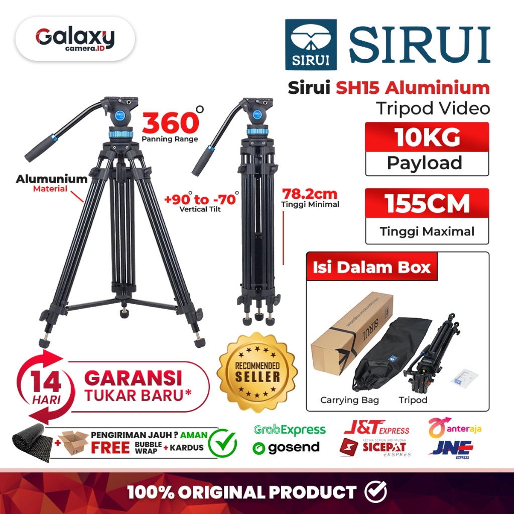 Jual Sirui SH15 Aluminium Video Tripod With Fluid Head Sirui SH 15 ...