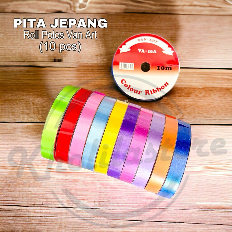 Jual 10 Pcs Pita Jepang Polos Van Art 10m Pita Kado Roll 3 4