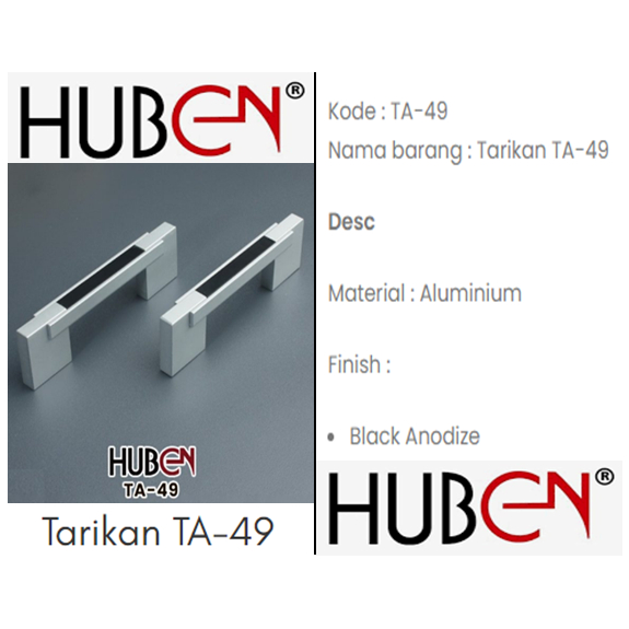 Jual Huben Ta Black Anodize Mm Tarikan Atau Handle Shopee