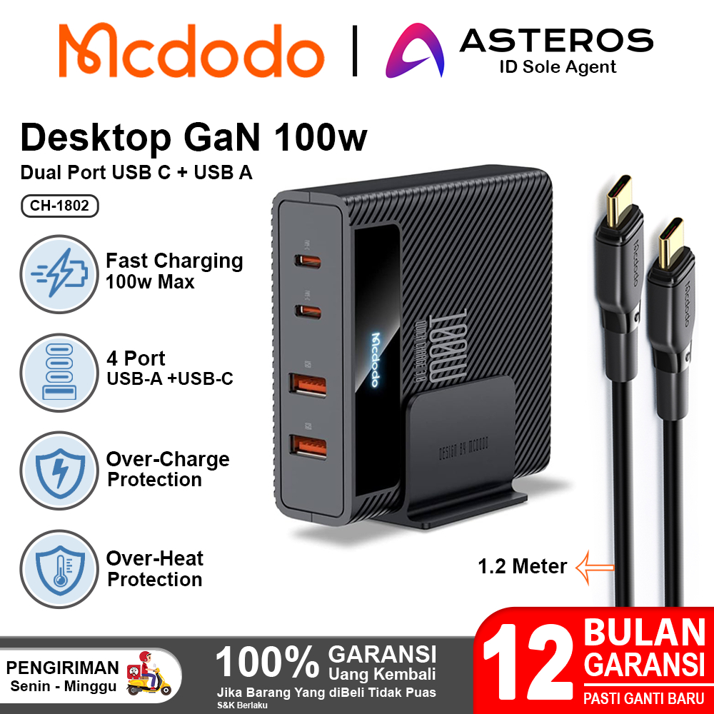 Jual MCDODO Charger GAN 100W Desktop 4in1 FAST Charging For Laptop Etc ...