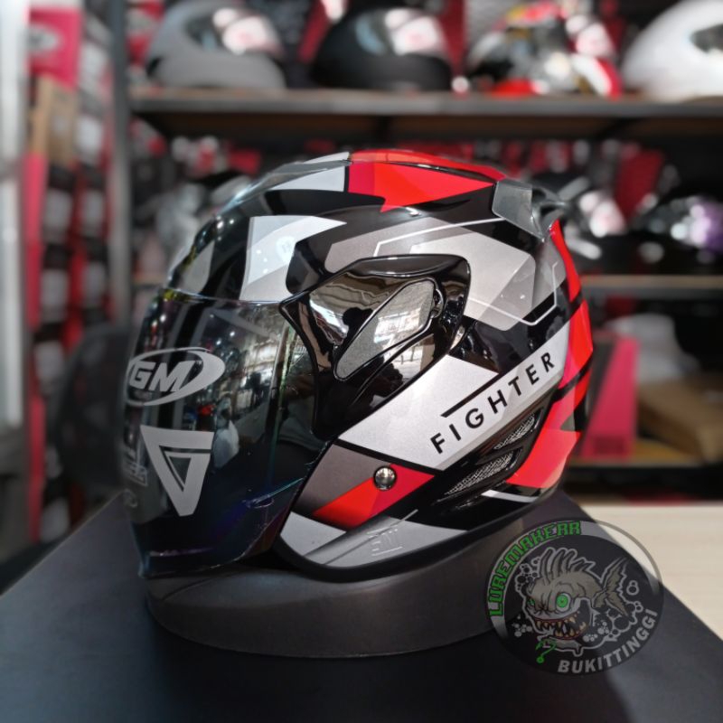 Jual HELM GM FIGHTER LANCER BLACK RED | Shopee Indonesia