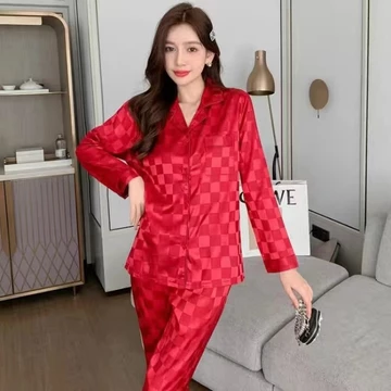 Stelan Piyama Baju Tidur Wanita Lengan Panjang Celana Panjang Satin Import PSLUX