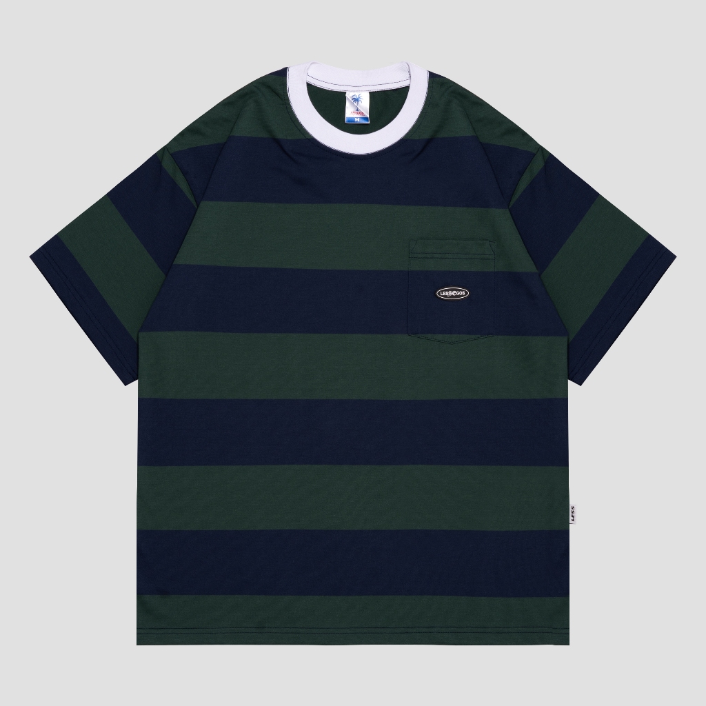 Jual Lessegos Tshirt Oversize Stripe Green Navy Pocket Sonix | Shopee ...