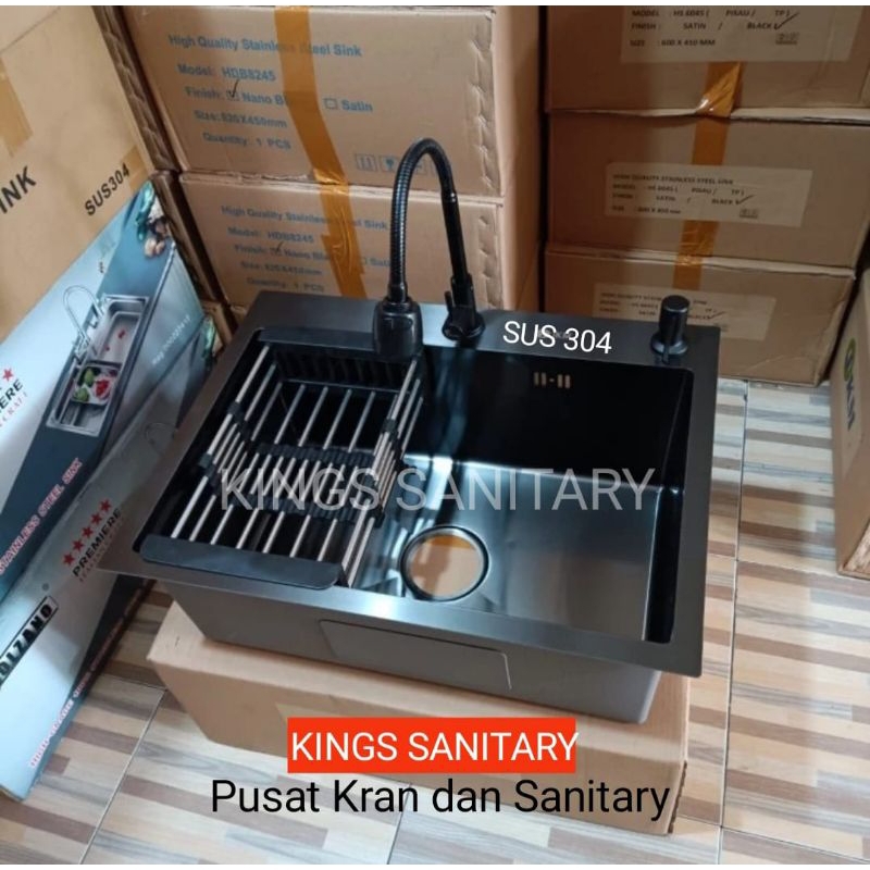 Jual Paket Kitchen Sink BLACK 6045 Bak Cuci Piring Hitam Stainless ...