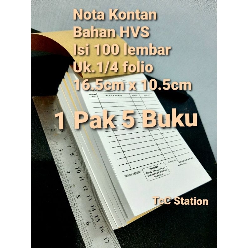 Jual 1 PAK 5 BUKU Nota Kontan 1/4 folio 1 Ply Isi 100 lembar 1 rangkap ...